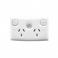 Twin Switch Socket Outlet, 250V, 10A, Surge protected